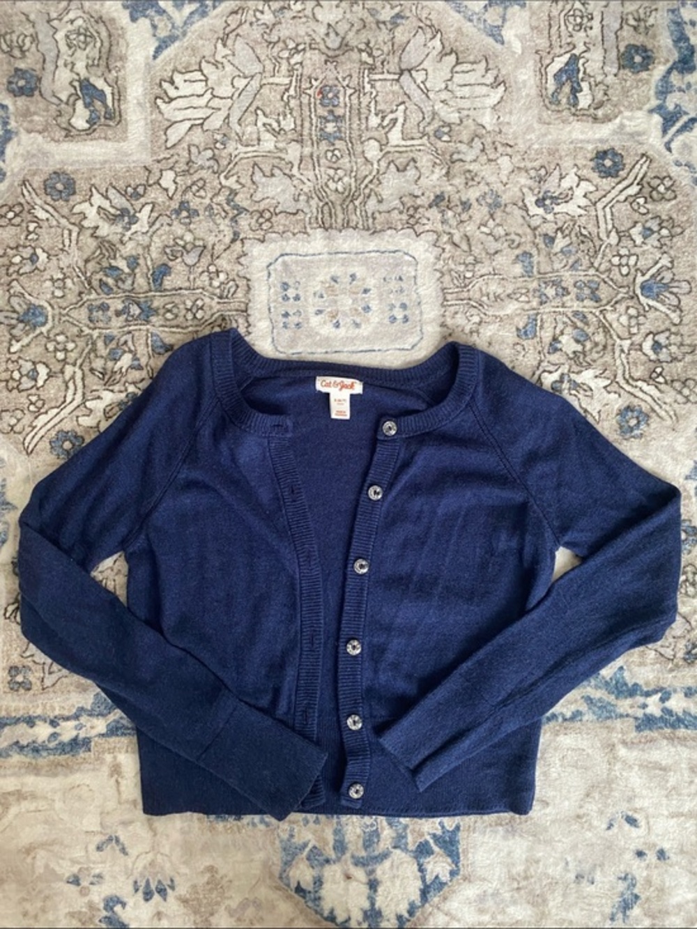 NWOT Cat and Jack Girls Navy Blue Cardigan With Jewel Buttons